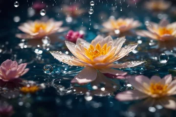 Foto op Canvas Beautiful fabulous water lilies, colorful flowers. © Olena Yefremkina