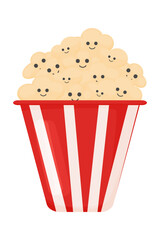 Popcorn Day. Cute cartoon popcorn. light snack. Vector illustration