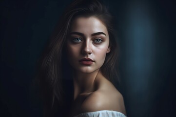 Fototapeta premium Woman abstract portrait studio. Fashion spa erotic face art. Generate Ai