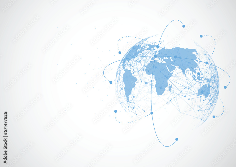 Poster global network connection. world map point and line composition concept of global business. vector i