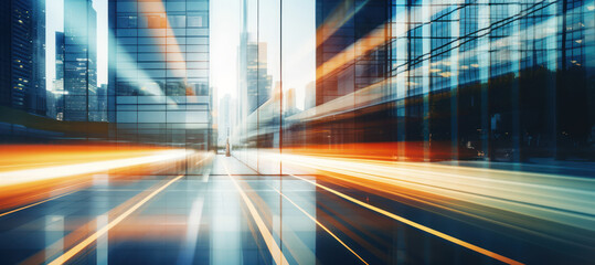 Abstract Background Image with Motion Blur of a Glass Building Facade and Glass Reflections