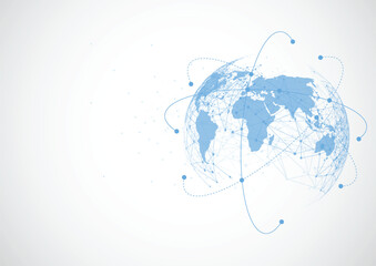 Global network connection. World map point and line composition concept of global business. Vector Illustration