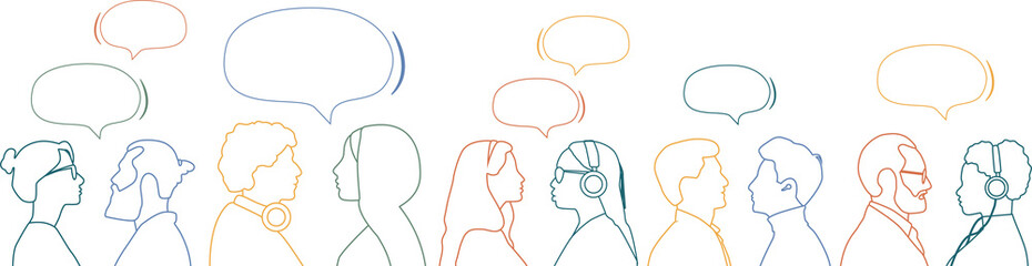 Different people with chat bubbles. Communication concept.	