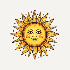 Sun hand-drawn comic illustration. Sun. Vector doodle style cartoon illustration