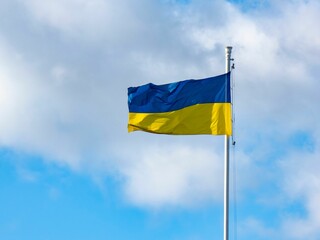 the flag of ukraine flies high in a sunny day stock photo - 12477