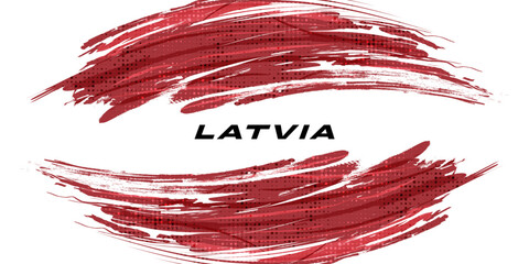 Flag of Latvia with Brush Style. National Republic of Latvia flag on White Background