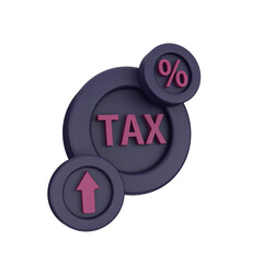 Tax Rate Increase Concept with Up Arrow and Percentage Coin 3D Icon