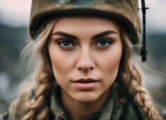 portrait of a Ukrainian woman soldier