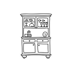 buffet with cutlery and food