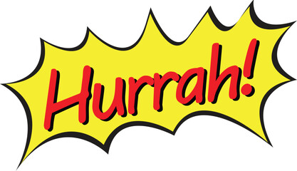 Hurrah or HURRAH! comic text on starburst or sunburst icon - obrazy, fototapety, plakaty