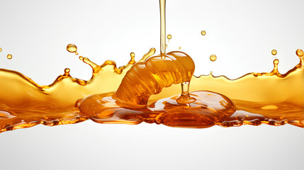 honey dripping on white background