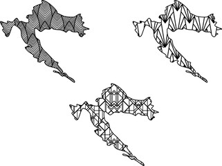 Fototapeta premium Art Deco retro Croatia map set. Decorative laser cut file