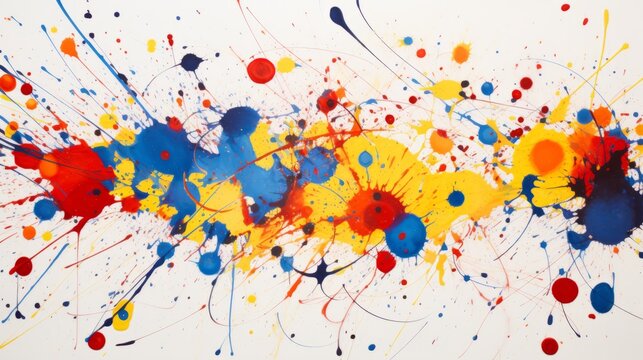 Splatter Paint Primary Colors Pattern: Red, Blue, and Yellow