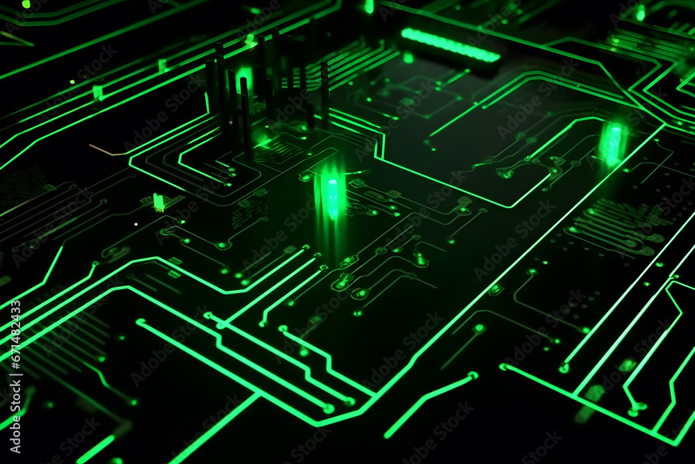 Poster high tech electronic circuit board background. neural network ai generated art