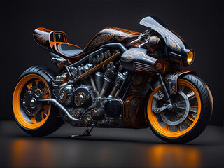 Conceptual design of A custom motorcycle isolated on various background