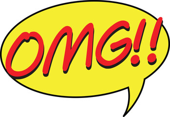 Omg cartoon comic, pop burst, Sunburst, wording in Comic speech bubble in pop art style