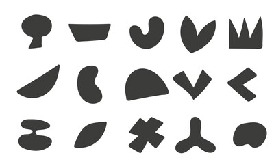 Hand drawn shapes set. Doodle brutalist forms collection black color
