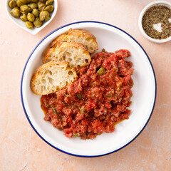 Traditional homemade steak tartare