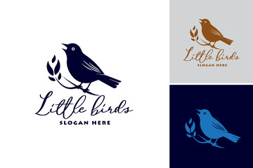 "little birds logo" suggests that this logo design asset is a logo featuring small bird elements. It is suitable for industries related to nature, birds, or eco-friendly brands.