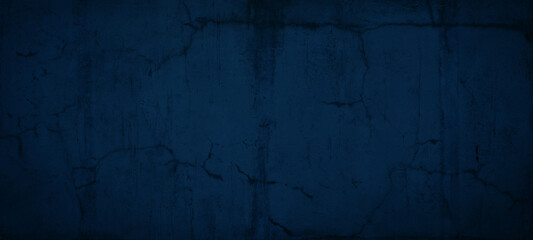 Dark blue abstract colored rustic cracked concrete cement tile terrace slab floor or stone wall...