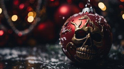 A red ornament with a skull on it, AI