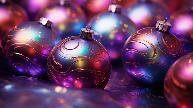 Christmas decorations and ornaments, background wallpaper - Generative AI