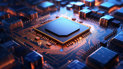 Fototapeta na wymiar Microprocessor and CPU technology background