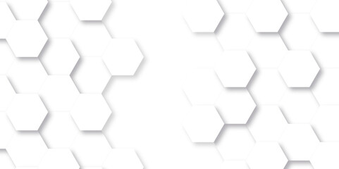 White hexagon and 3d abstract background with hexagon, modern abstract vector polygonal pattern. Futuristic abstract honeycomb technology white background. Luxury white hexagon pattern.
