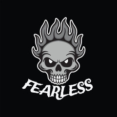 skull art with phrase fearless for tshirt design, poster , etc