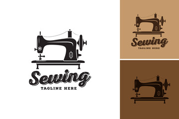 "sewing machine logo design". It is a suitable asset for creating logos related to sewing, tailoring, fashion, or any business related to the textile industry.
