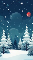 Fototapeta na wymiar Beautiful Snowy Christmas Nature Winter Background - Simplistic Flat Illustration Vector Wallpaper - Based Animation Style - Animated Illustration Backdrop created with Generative AI Technology