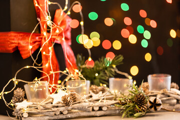 Different Christmas presents with handmade decoration