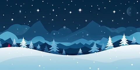 Fototapeta na wymiar Beautiful Snowy Christmas Nature Winter Background - Simplistic Flat Illustration Vector Wallpaper - Based Animation Style - Animated Illustration Backdrop created with Generative AI Technology
