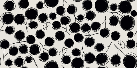 Botanical pattern illustration floral graphic. Seamless pattern  abstract rowan twigs. Vector illustration.