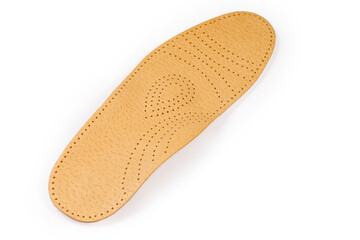 Orthopedic shock absorber insole with perforated leather coating