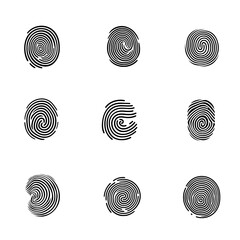 Fingerprint Icon Set of 9 Vector SVG, Fingerprint Symbol, Security and Identification
