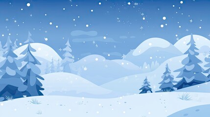 Snowy Blue and White Winter Background - Simplistic Flat Illustration Vector Wallpaper - Based Animation Style - Animated Illustration Backdrop created with Generative AI Technology