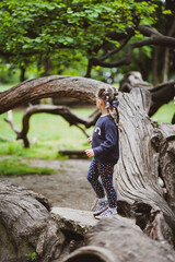 child in the forest park in varna bulgaria 