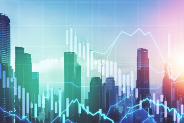 graph on abstract city background