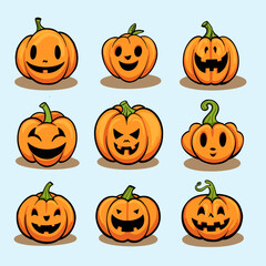 halloween pumpkins set