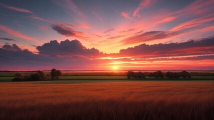 sunset over the field