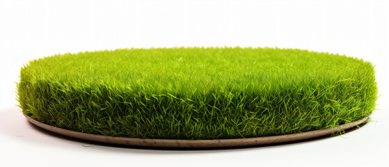 Round surface patch covered with green grass.