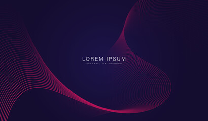 Abstract glowing wave lines on dark background. Dynamic wave pattern. Modern gradient flowing wavy lines. Futuristic technology concept. Suit for banner, poster, brochure, cover, flyer, website - obrazy, fototapety, plakaty