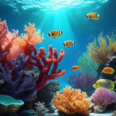 Naklejka na ściany i meble coral reef, AI-Generatet