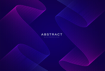 Blue abstract background with wavy lines. Dynamic wave pattern design. Modern pink and blue gradient flowing wave lines. Futuristic technology concept. Vector illustration - obrazy, fototapety, plakaty