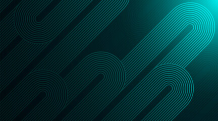 Dark green abstract background with diagonal rounded lines. Geometric stripe line art design. Simple geometric pattern. Modern graphic element. Suit for banner, card, cover, flyer, poster, website