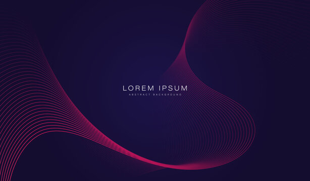 Abstract glowing wave lines on dark background. Dynamic wave pattern. Modern gradient flowing wavy lines. Futuristic technology concept. Suit for banner, poster, brochure, cover, flyer, website