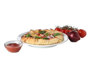PNG, Galette, vegetables and sauce, isolated on white background