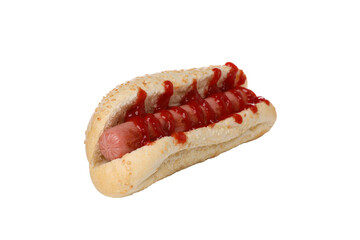 PNG, delicious hot dog with ketchup, isolated on white background