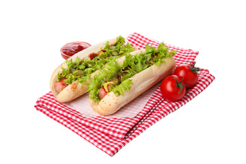 PNG,hot dog with lettuce, isolated on white background